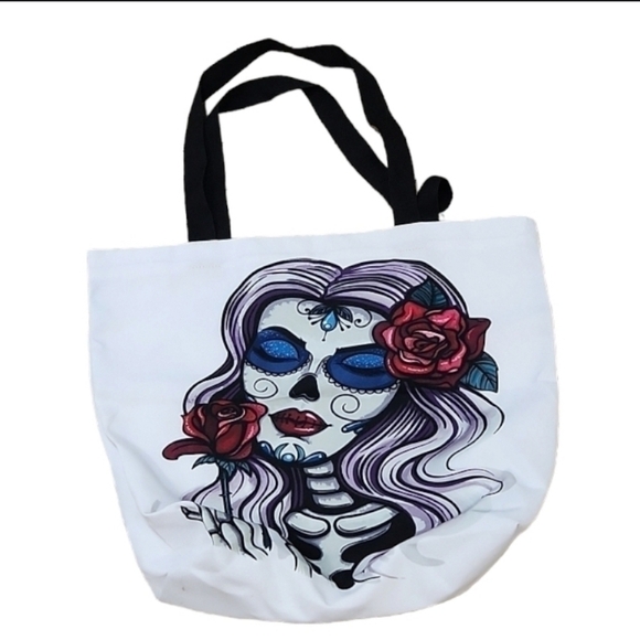 Handbags - Sugar Skull Canvas Tote Shoulder Bag